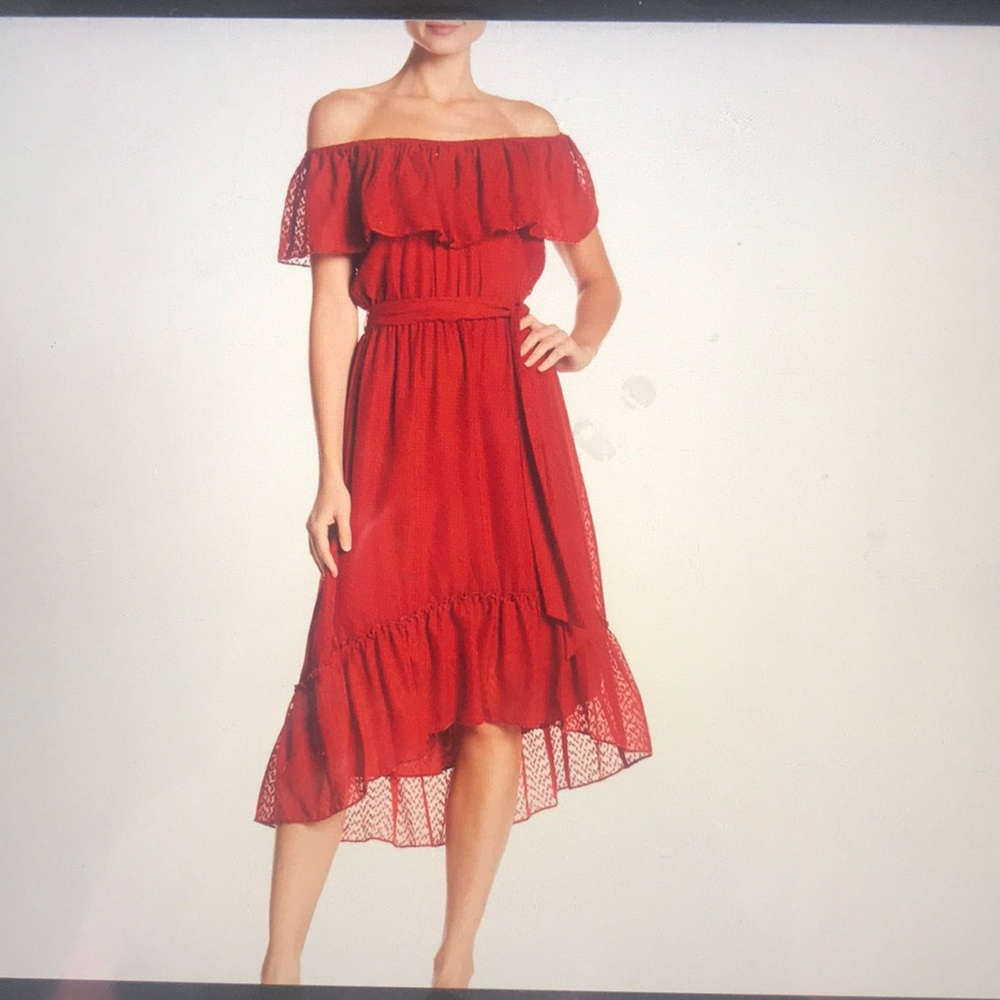 NWT max studio off the shoulder hi lo midi dress
